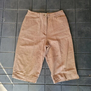 Talbots Women's Croped Pants Khaki Tan Irish Linen Blend Capri Sz 8